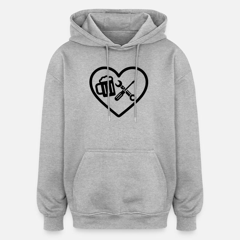 Humour DIY de Heart Beer - Sweat à capuche oversize unisexe - gris chiné