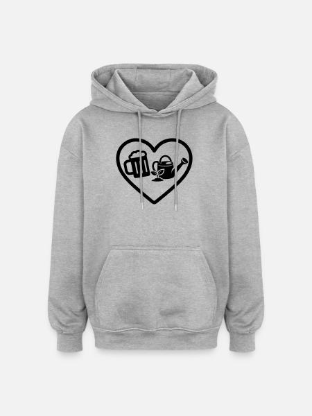 Herz Bier Garten Humor - Oversized Unisex Hoodie - Grau meliert