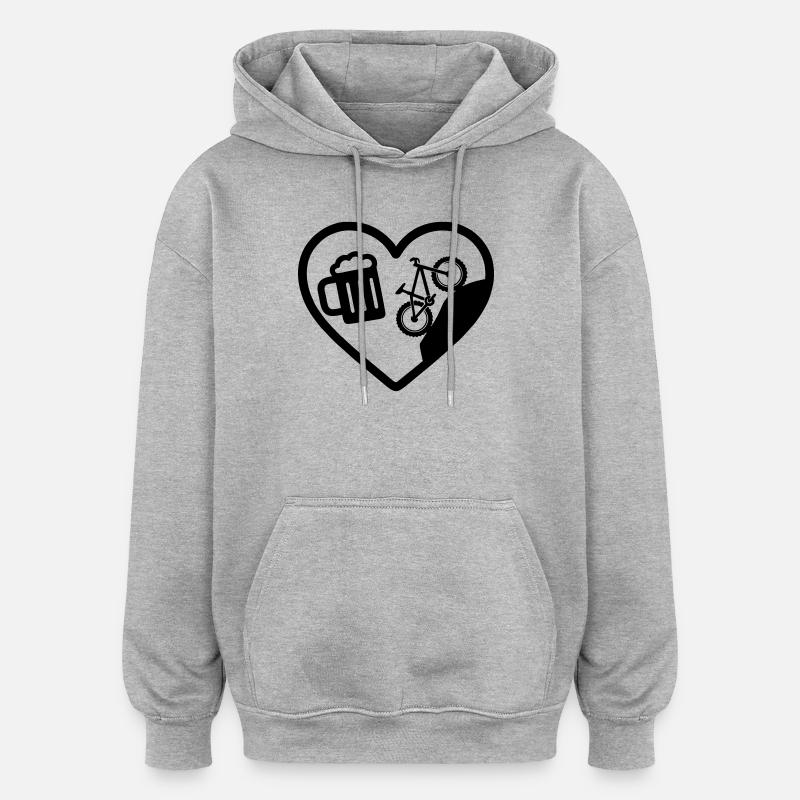 Humour de VTT Heart Beer - Sweat à capuche oversize unisexe - gris chiné