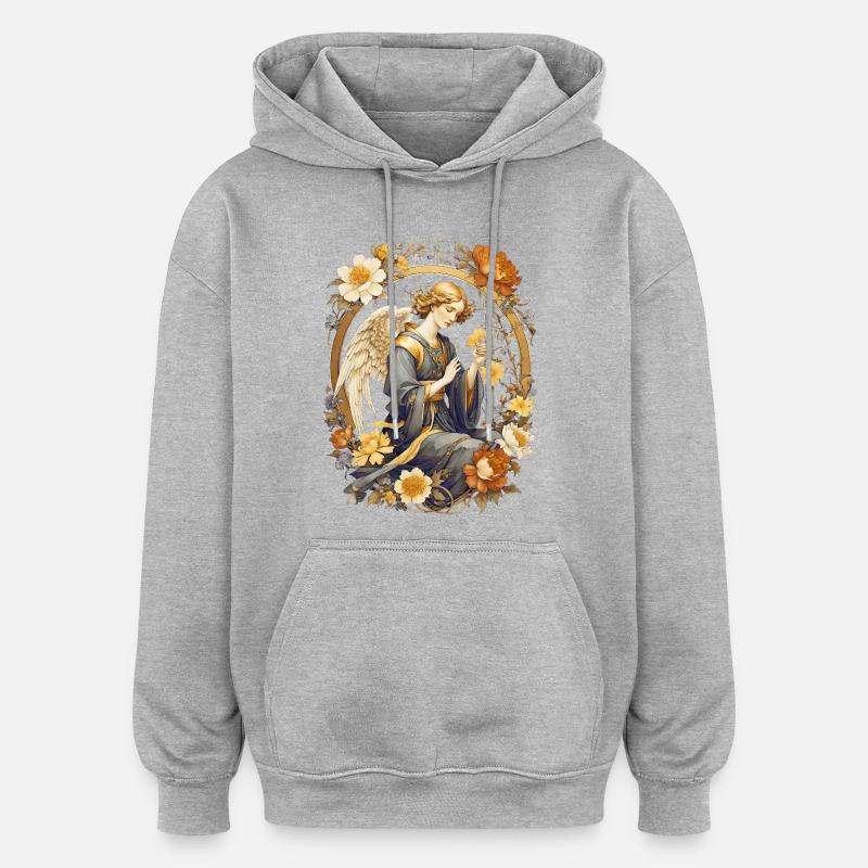 Ange - Sweat à capuche oversize unisexe - gris chiné