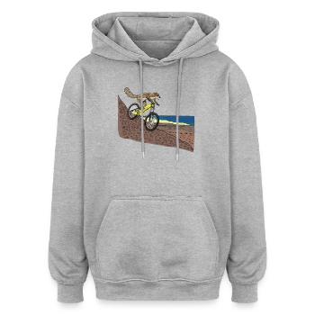 Atlashörnchen fährt Mountainbike, Fuerteventura - Sweat à capuche oversize unisexe - gris chiné - Devant - Noah (186cm)