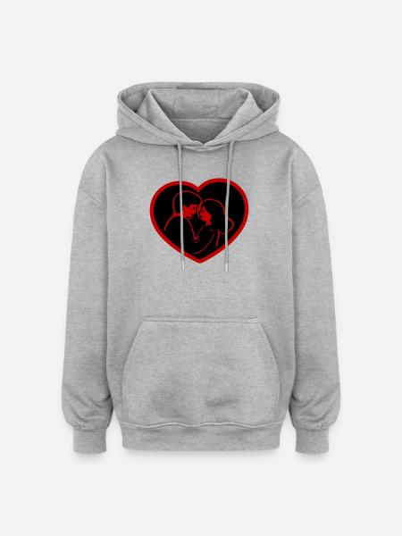 Herz Verliebt Paar - Oversized Unisex Hoodie - Grau meliert