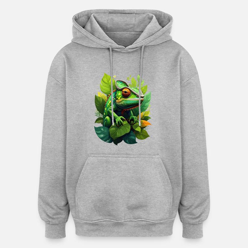 caméléon - Sweat à capuche oversize unisexe - gris chiné