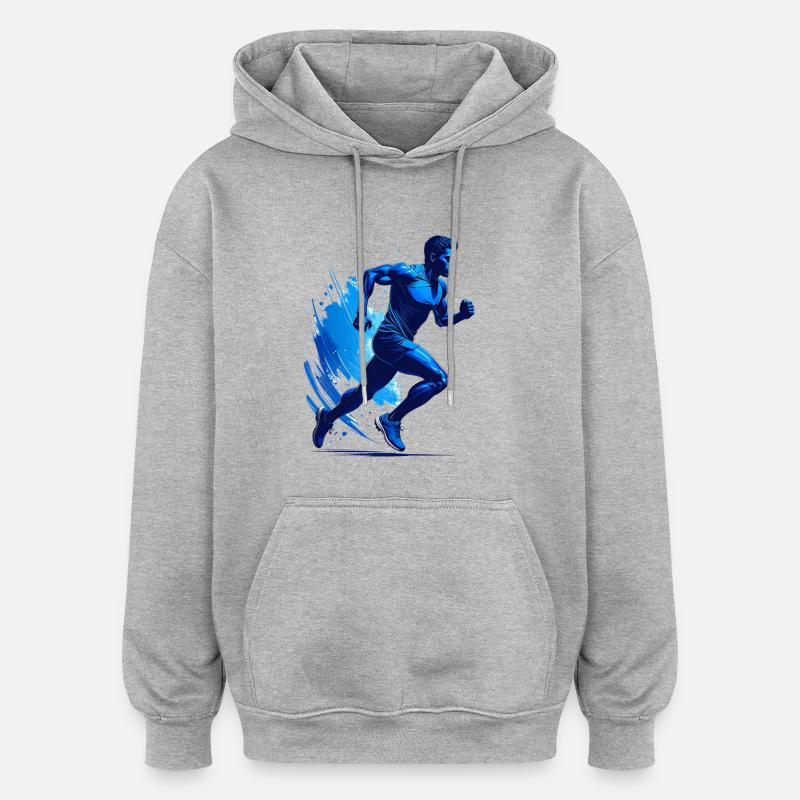 Silhouette d’un coureur - Sweat à capuche oversize unisexe - gris chiné