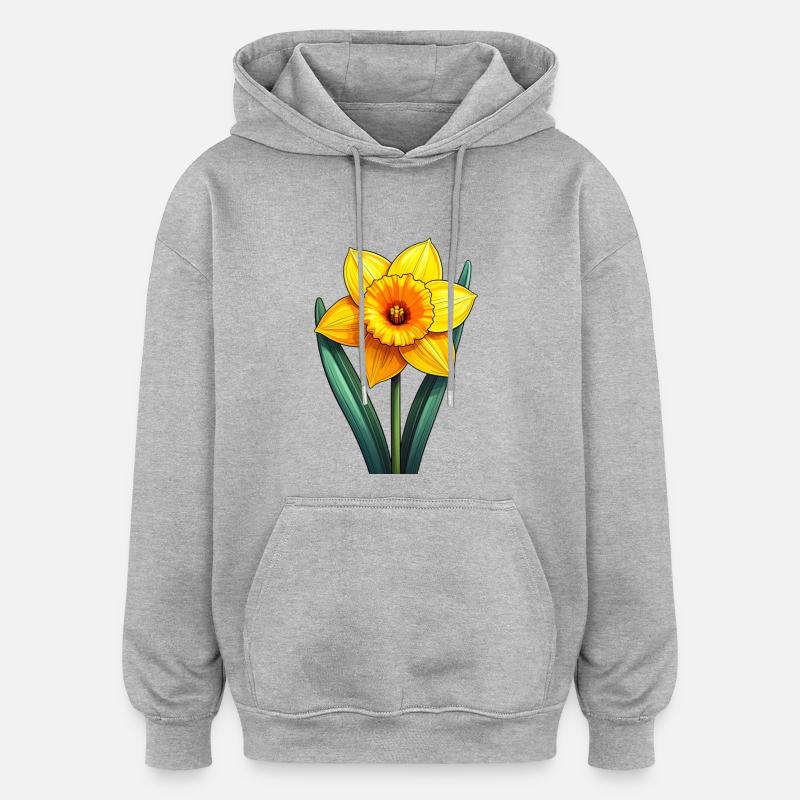 Jonquille / Jonquille - Sweat à capuche oversize unisexe - gris chiné