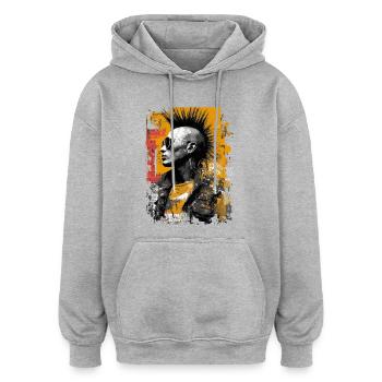 Punk with mohawk - Oversized Unisex Hoodie - heather grey - Front - Noah (186cm)