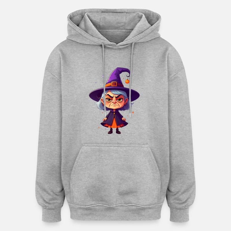 cute, grumpy witch - Oversized Unisex Hoodie - heather grey