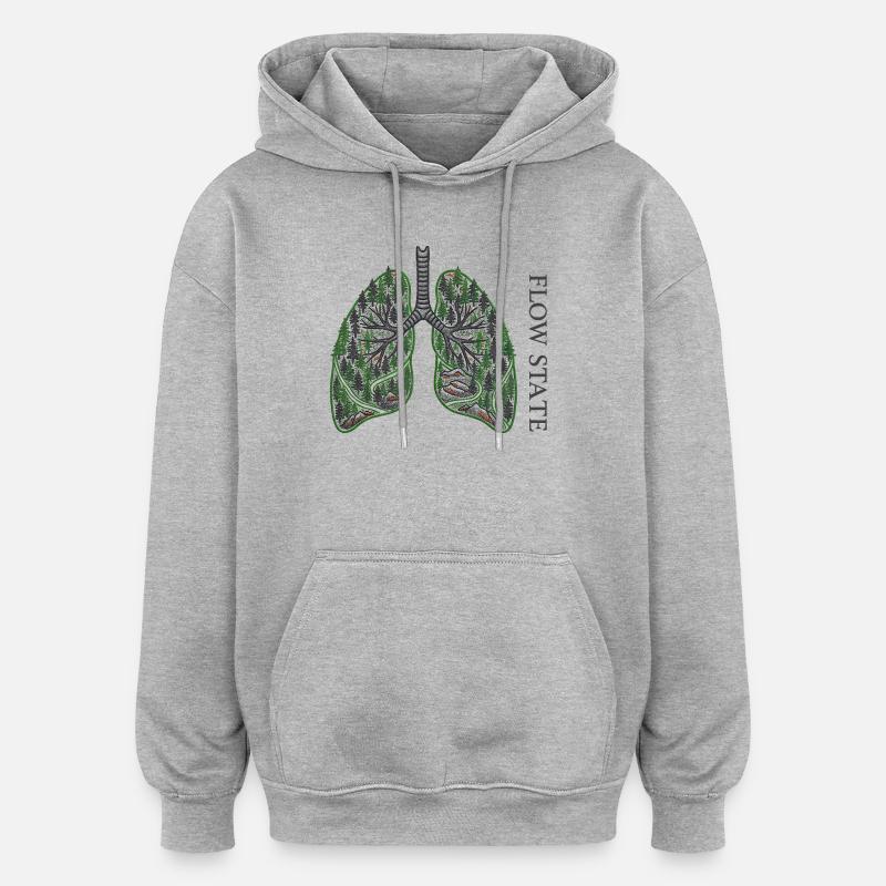 Forest Lungs Flow State - Oversized Unisex Hoodie - heather grey