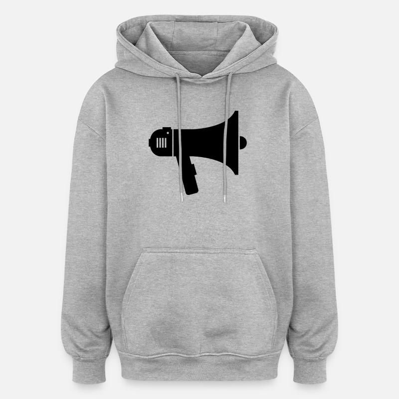 Mégaphone - Sweat à capuche oversize unisexe - gris chiné