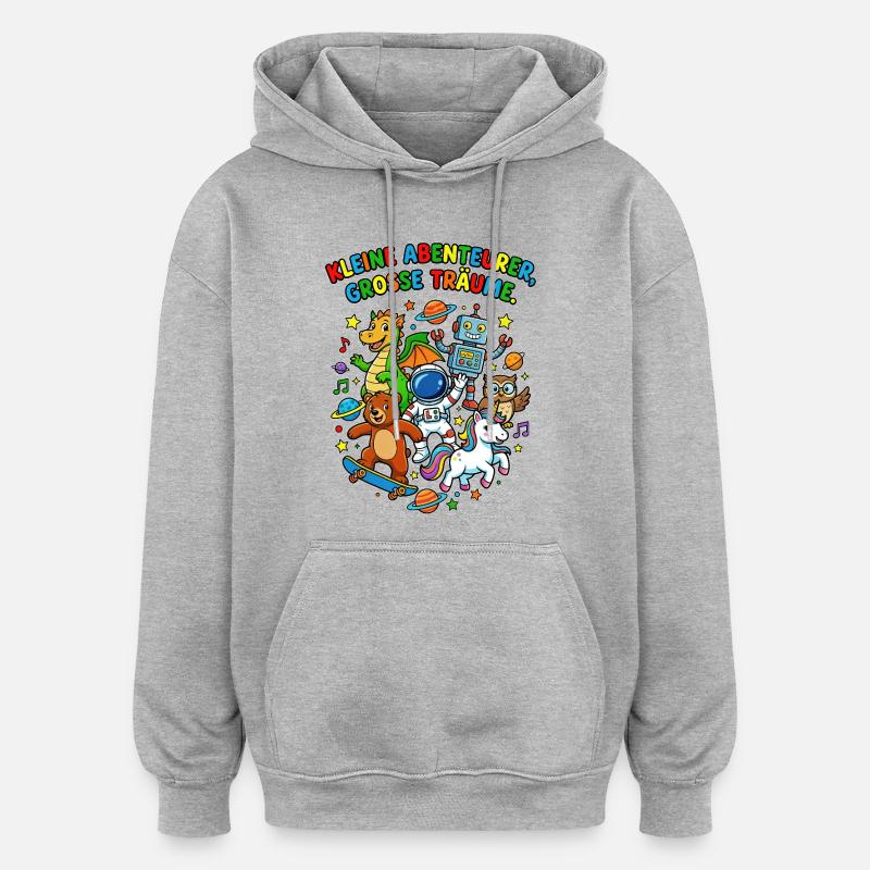 Les grands rêves des petits aventuriers - Sweat à capuche oversize unisexe - gris chiné