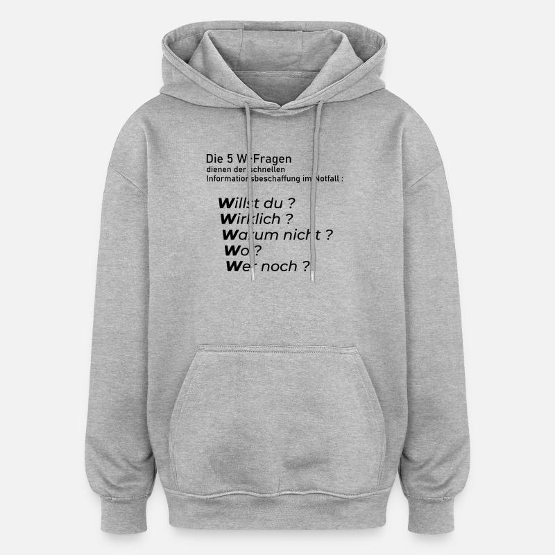 5 Questions W - Sweat à capuche oversize unisexe - gris chiné