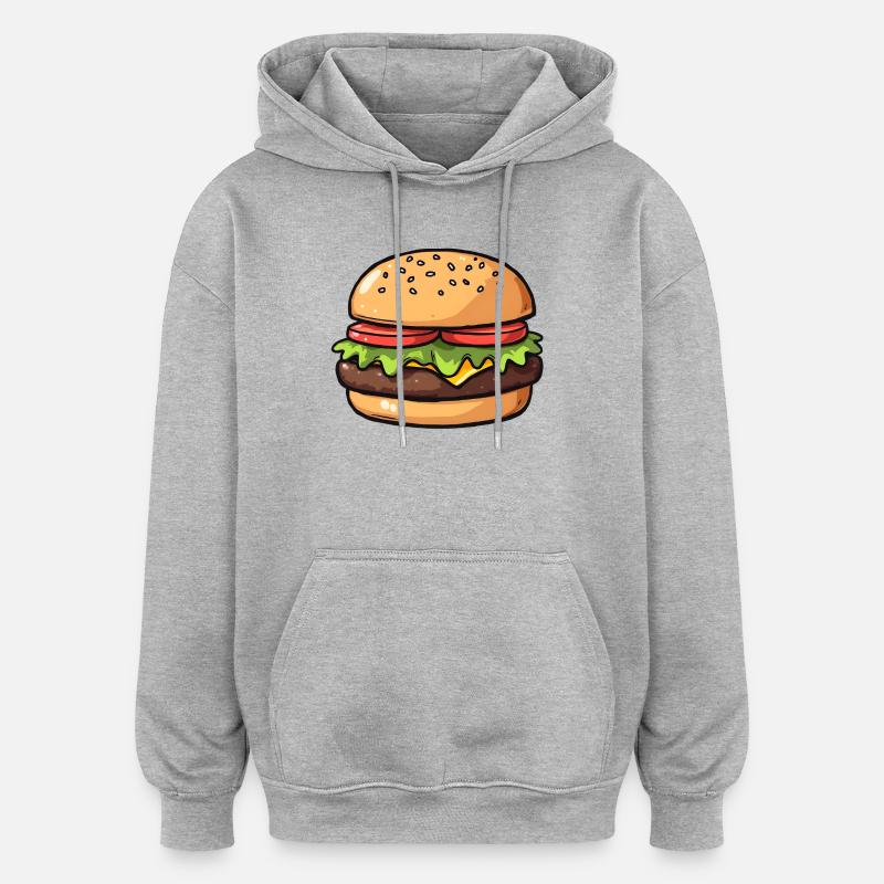 hamburger - Sweat à capuche oversize unisexe - gris chiné