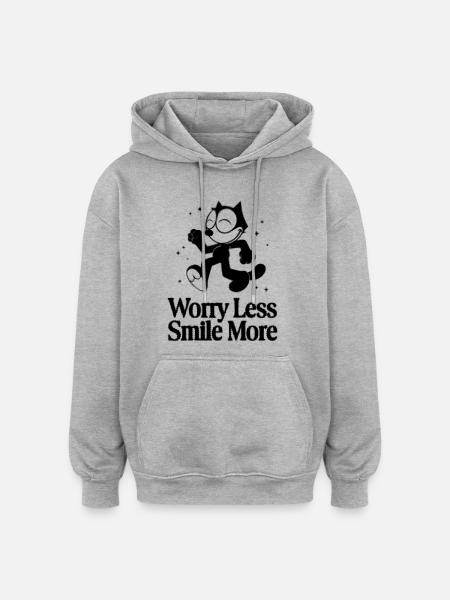 Felix katten ler Felix med ett leende - Oversized luvtröja unisex - gråmelerad