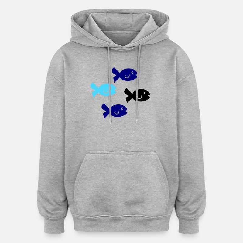 Silhouette des Poissons - Sweat à capuche oversize unisexe - gris chiné