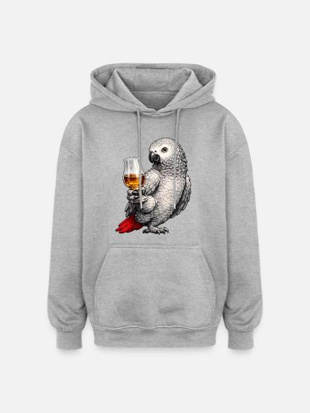 Graupapagei Whisky - Oversized Unisex Hoodie - Grau meliert