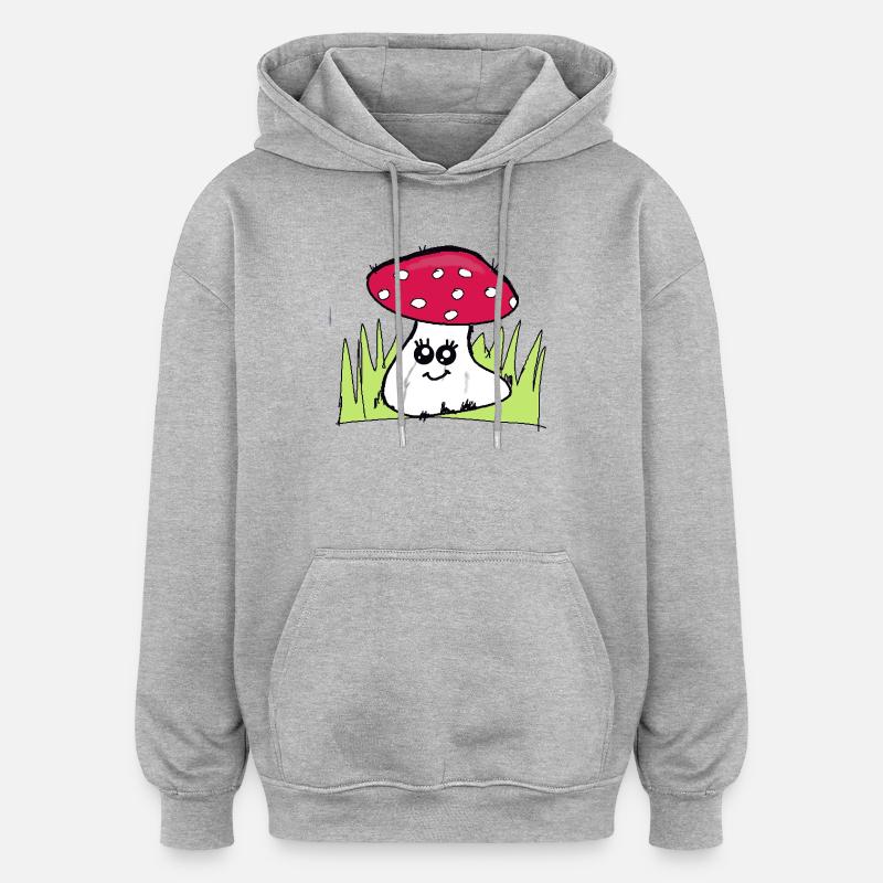 Zwinkernder Pilz mit rotem Hut - Oversized Unisex Hoodie - Grau meliert