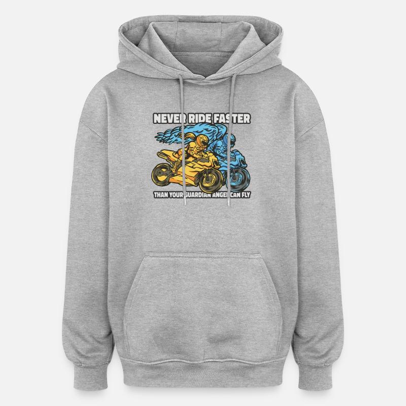 Biker Engel 🏍️ - Oversized Unisex Hoodie - Grau meliert