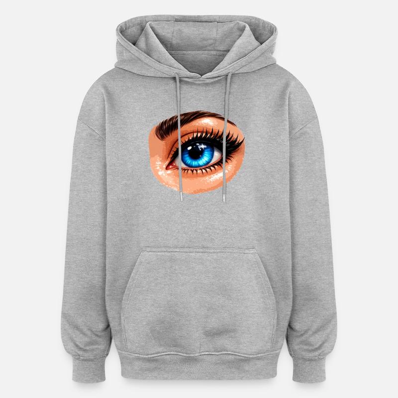 Blue Eye Illustration Pop Art Aura - Sweat à capuche oversize unisexe - gris chiné