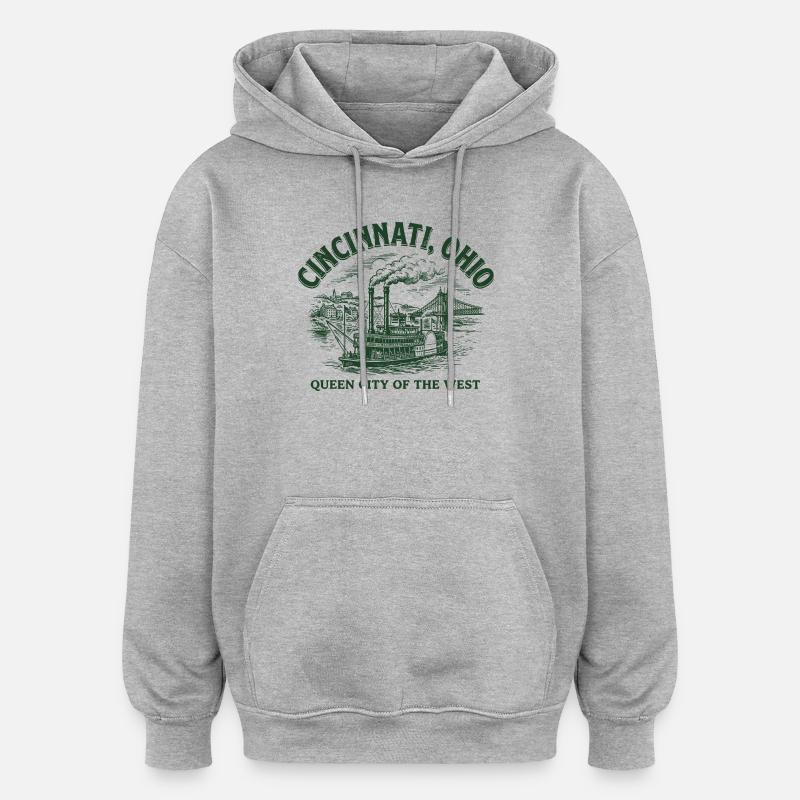 Cincinnati Dampfschiff Erbe - Oversized Unisex Hoodie - Grau meliert
