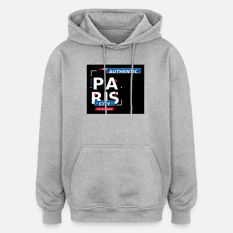 Paris City Authentique 1966 - Sweat à capuche oversize unisexe - gris chiné