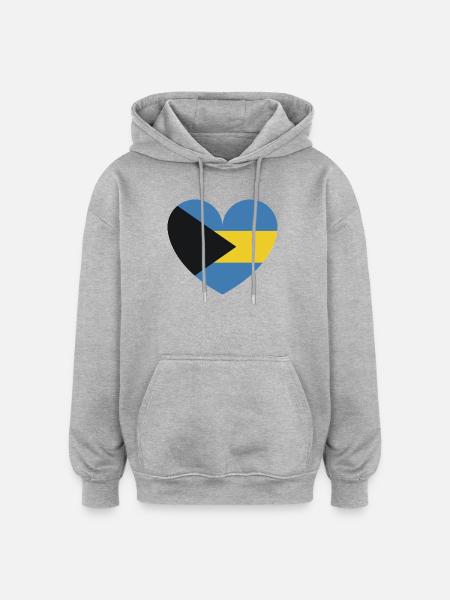 Heart Bahamas Flagge - Oversized Unisex Hoodie - Grau meliert