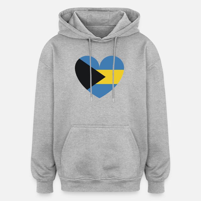 Drapeau des Bahamas du Cœur - Sweat à capuche oversize unisexe - gris chiné