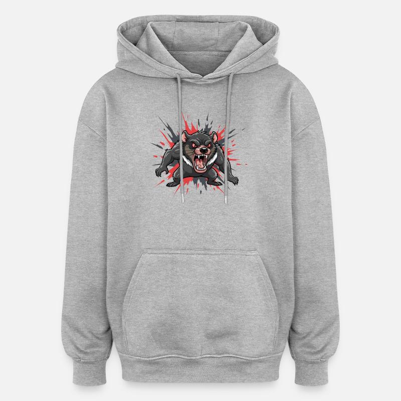 Tasmanian devil in comic style - Oversized Unisex Hoodie - heather grey