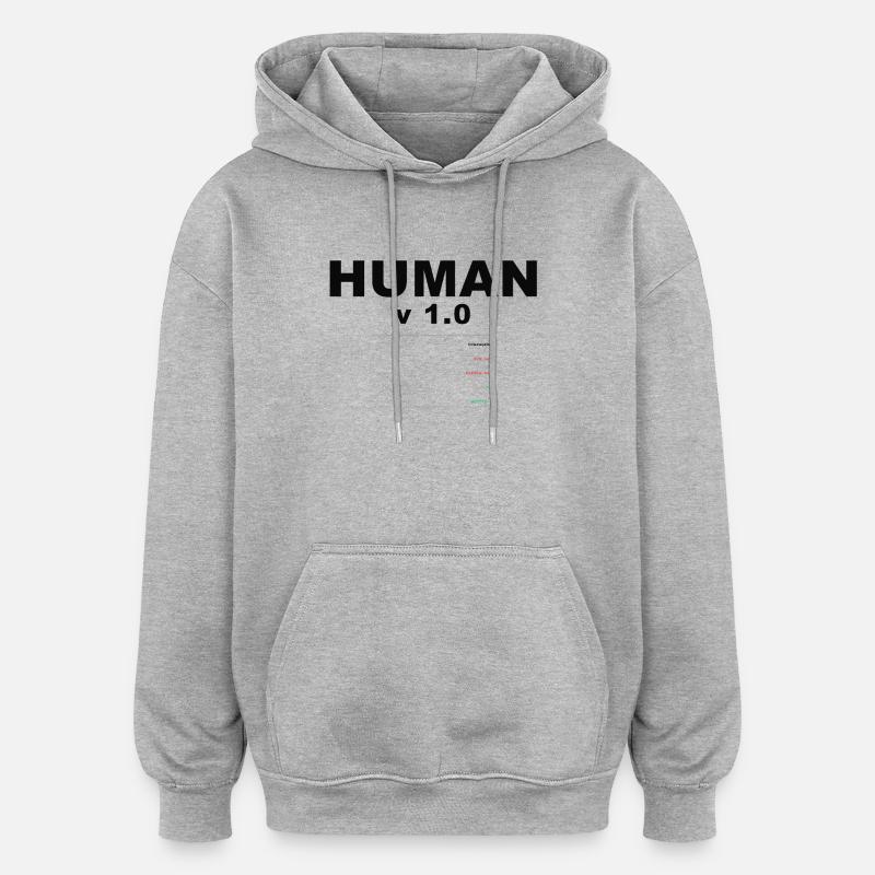 HUMAN V1.0 SPECS - Oversized Unisex Hoodie - heather grey