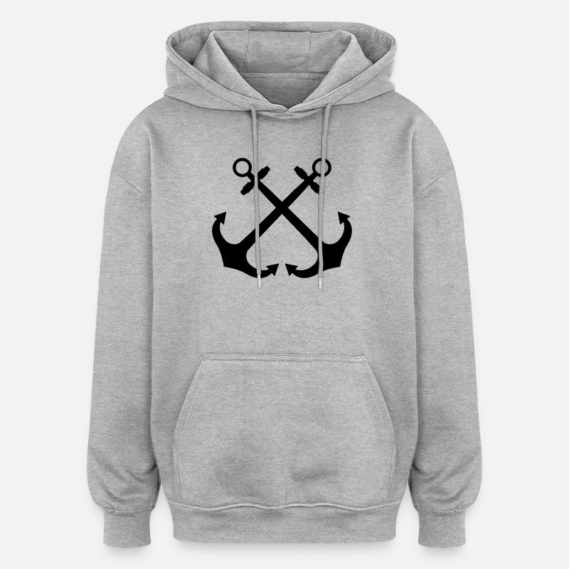 Gekreuzte Anker - Oversized Unisex Hoodie - Grau meliert