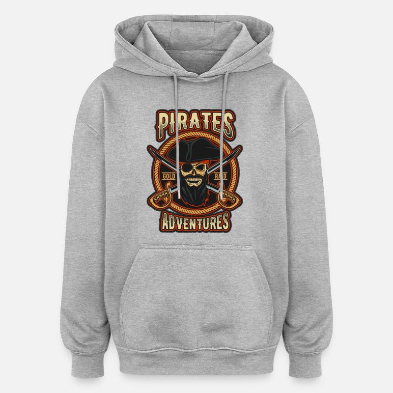 Pirate Gold Raid-Patch - Oversized Unisex Hoodie - Grau meliert