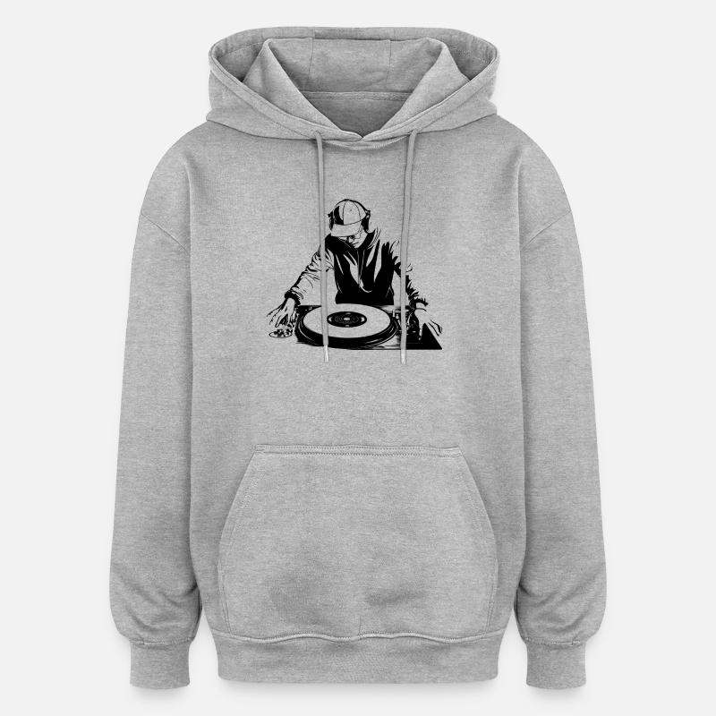 Dj Zeichnung - Oversized Unisex Hoodie - Grau meliert
