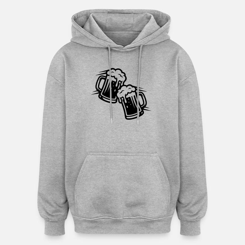 Bierkrug Comic Bier - Oversized Unisex Hoodie - Grau meliert