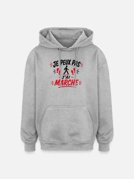Marche Empreintes Rouge - Sweat à capuche oversize unisexe - gris chiné