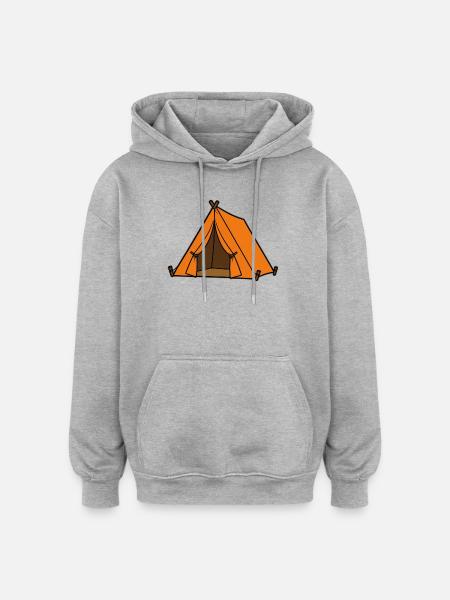 Orange Tent Adventures - Oversized Unisex Hoodie - heather grey