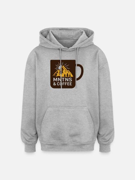 Berge Kaffee Tasse Abzeichen - Oversized Unisex Hoodie - Grau meliert