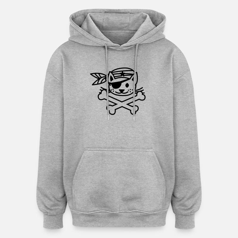 pirate kitty - Sweat à capuche oversize unisexe - gris chiné