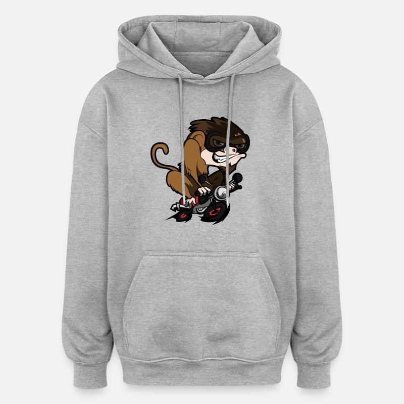 singe Rider - Sweat à capuche oversize unisexe - gris chiné