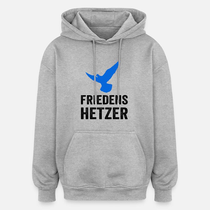 FRIEDENSHETZER mit Friedenstaube - Oversized Unisex Hoodie - Grau meliert