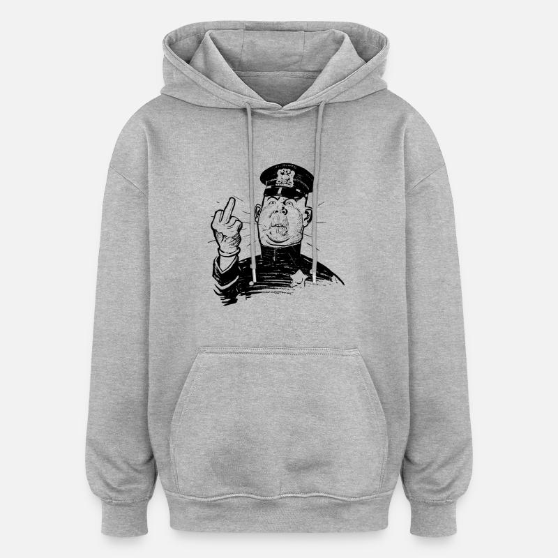 Police - Sweat à capuche oversize unisexe - gris chiné