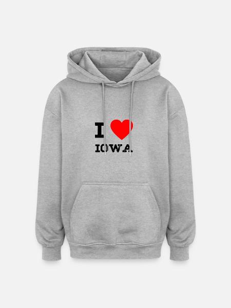 i love IOWA - Oversized Unisex Hoodie - Grau meliert