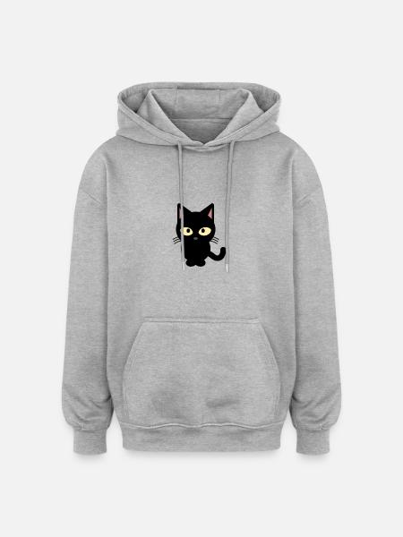+++Schwarzekatze - Oversized Unisex Hoodie - Grau meliert