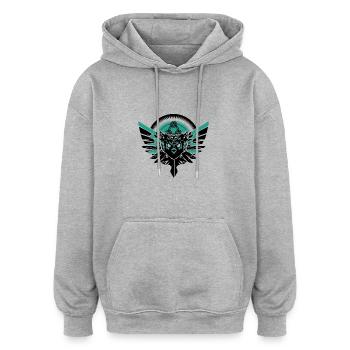 Eule Zeichen Symbole Geschenk Motiv Vogel Teufel - Oversized Unisex Hoodie - Grau meliert - Vorne - Noah (186cm)