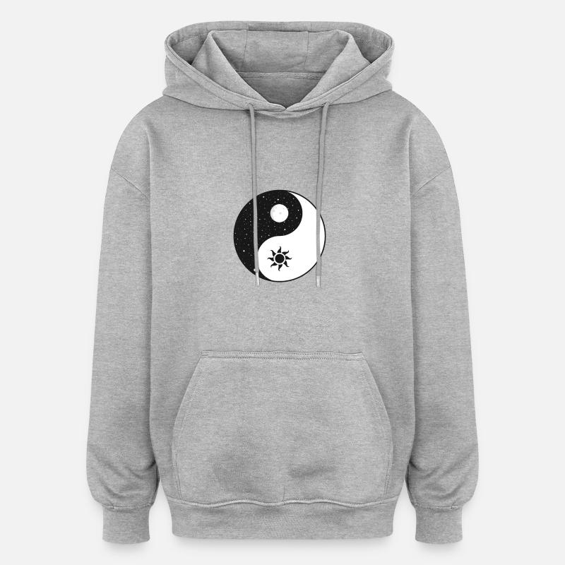 Yin yang - Sweat à capuche oversize unisexe - gris chiné