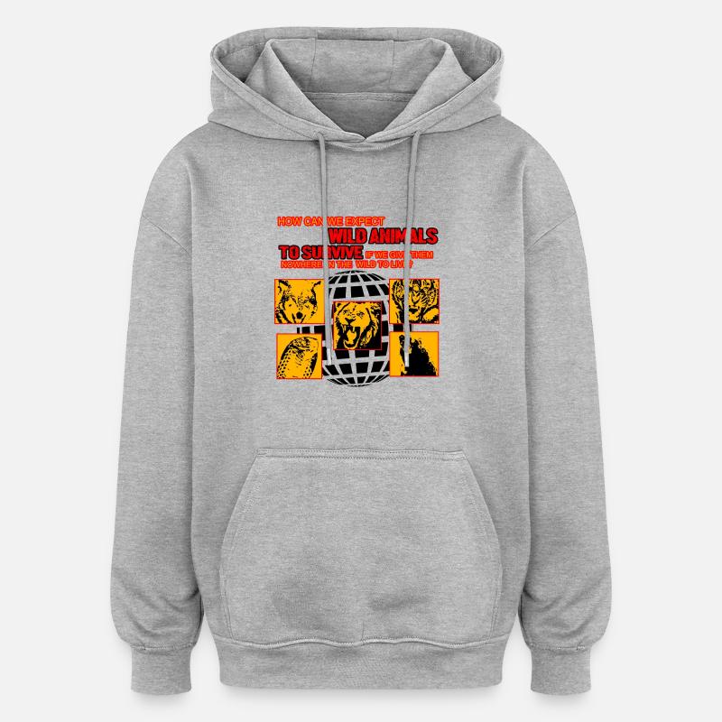 Animaux sauvages pour survivre! - Sweat à capuche oversize unisexe - gris chiné