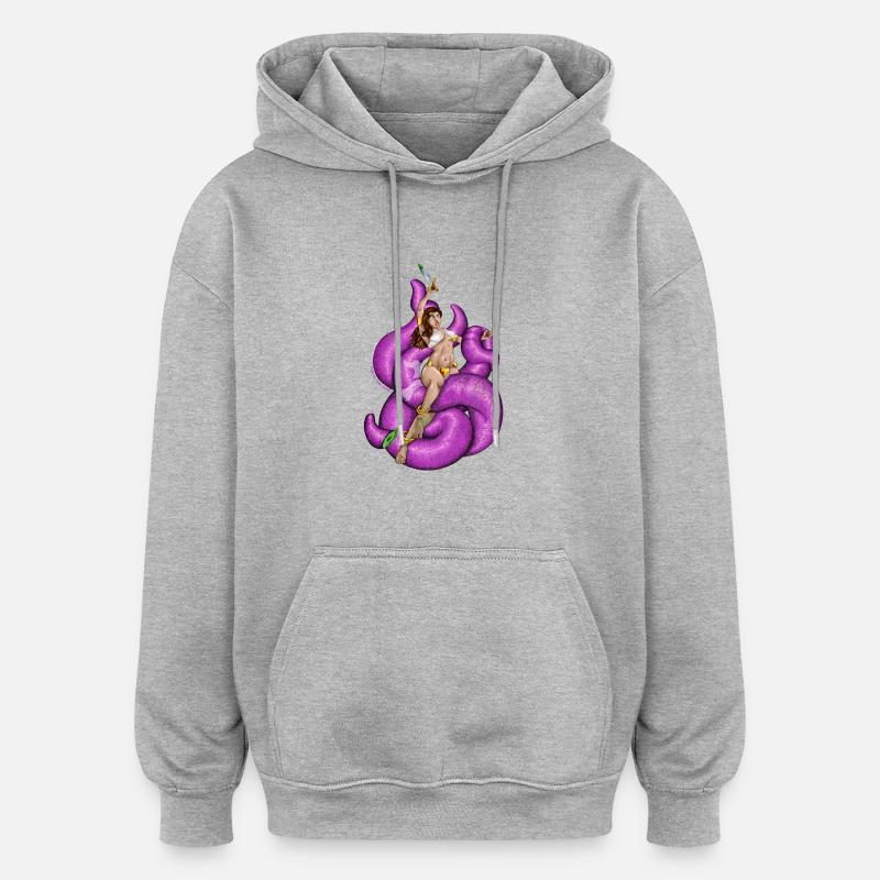 Tentacules! - Sweat à capuche oversize unisexe - gris chiné