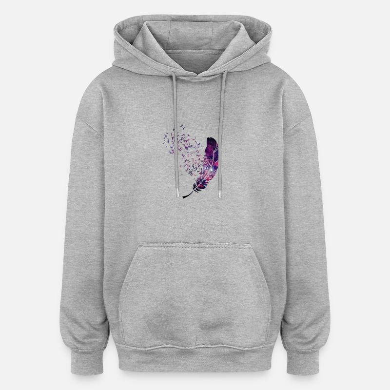 léger comme une plume - Sweat à capuche oversize unisexe - gris chiné