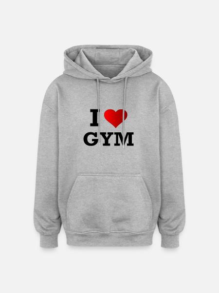 I LOVE GYM - Oversized Unisex Hoodie - heather grey