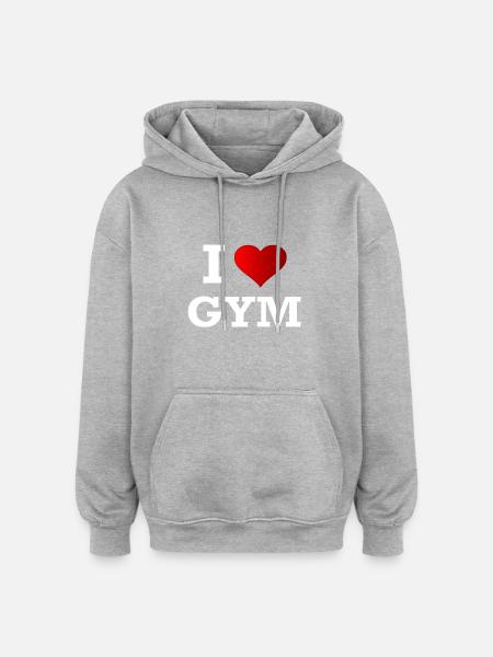 J'AIME GYM - Sweat à capuche oversize unisexe - gris chiné