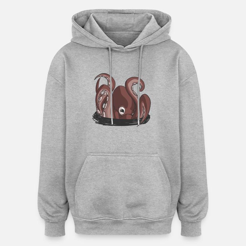 L'aube de la pieuvre - Sweat à capuche oversize unisexe - gris chiné