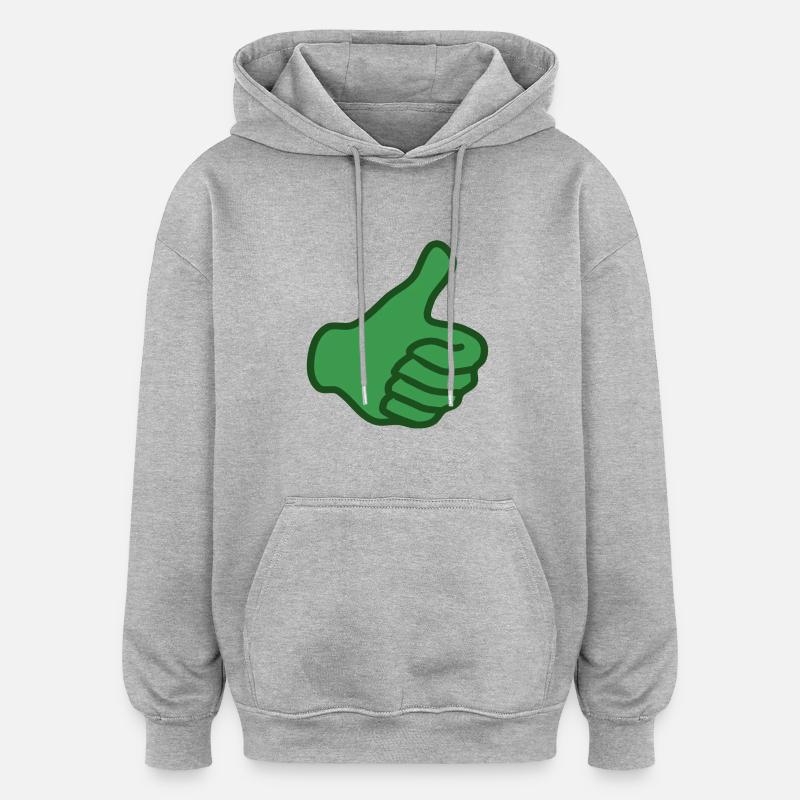 Pouce vert - Sweat à capuche oversize unisexe - gris chiné